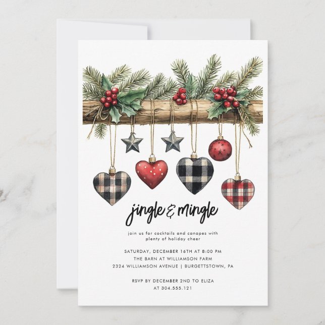 Invitation à une fête de Noël rustique à la campag (Devant)