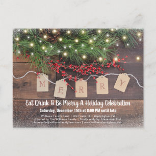 Invitation à une fête de Noël rustique à la campag