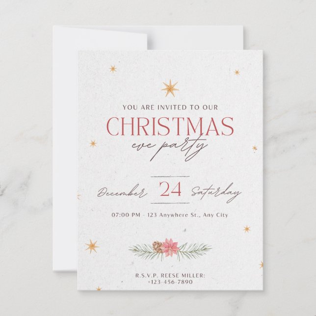 Invitation à une fête de Noël rustique | Fêtes de  (Devant)