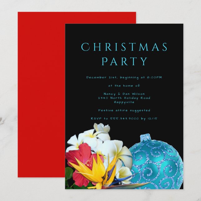 Invitation à une fête de Noël sur la plage aux fle (Devant / Derrière)