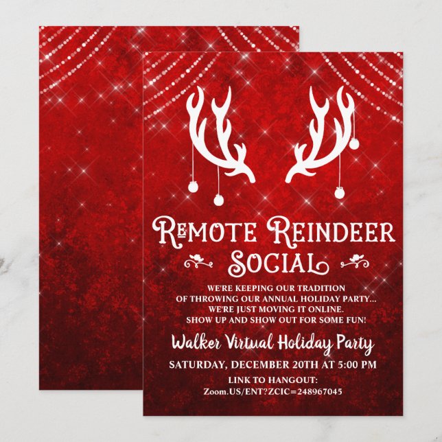 Invitation à une fête de Noël virtuelle (Devant / Derrière)
