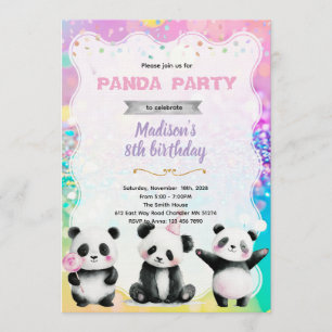 Invitation à une fête de panda mignon