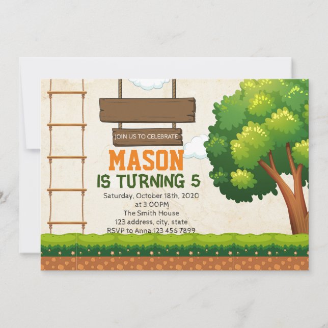 Invitation à une fête de parcours dans les arbres (Devant)