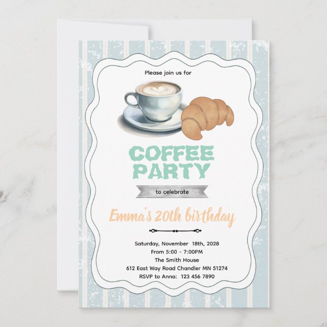 Invitation à une fête de pâtisserie au café (Devant)