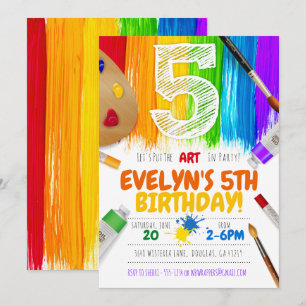Invitation à une fête de peinture, fête d'annivers