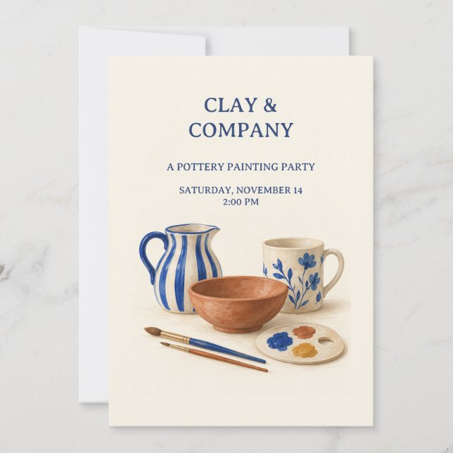 Invitation à une fête de peinture sur poterie Clay (Devant)