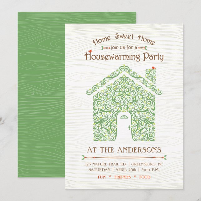 Invitation à une fête de pendaison de crémaillère (Devant / Derrière)