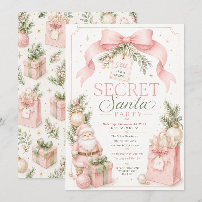 Invitation à une fête de Père Noël secret (Devant / Derrière)