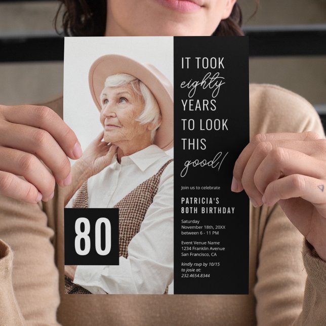 Invitation à une fête de photo pour les 80 ans (Créateur téléchargé)