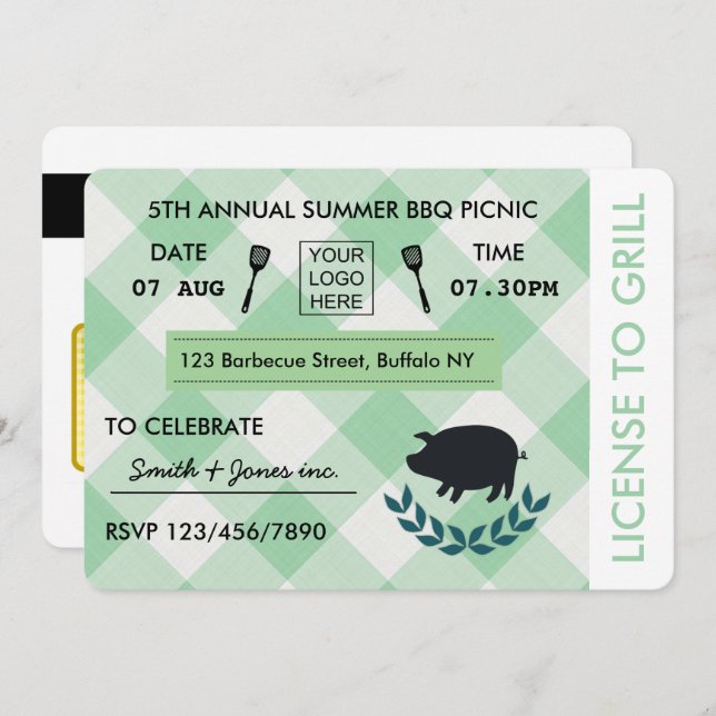 Invitation à une fête de pique-nique de barbecue d (Devant / Derrière)