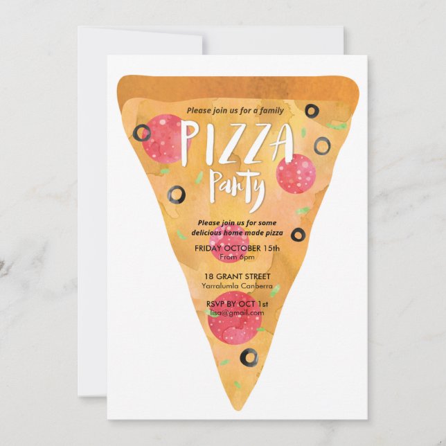 Invitation à une fête de pizza (Devant)