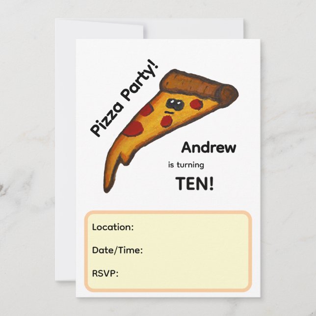 Invitation à une fête de pizza (Devant)