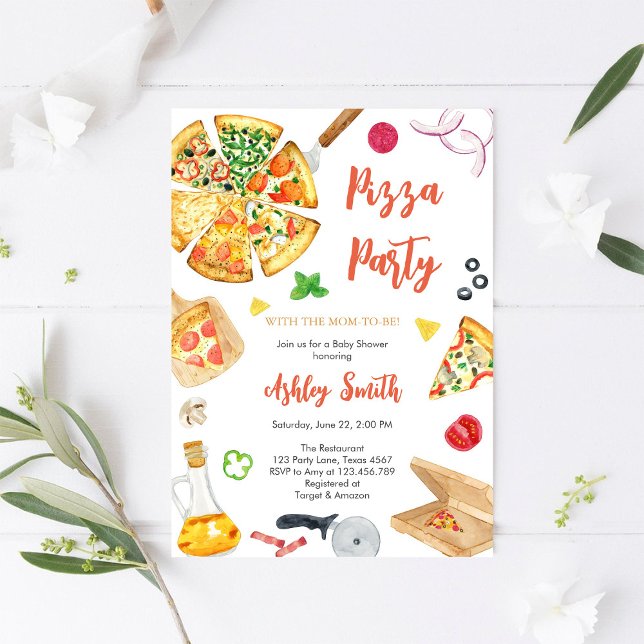 Invitation à une fête de pizza d'anniversaire Pizz (Créateur téléchargé)