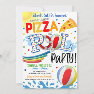 Invitation à une fête de pizza et de piscine