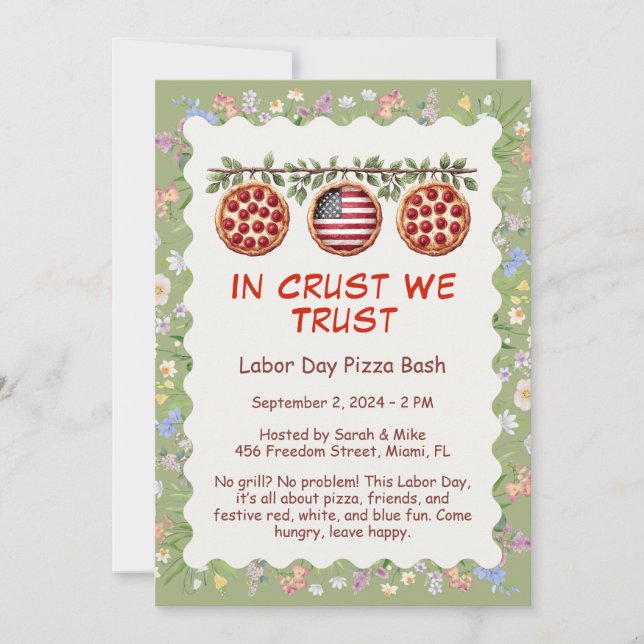 Invitation à une fête de pizza pour la fête du Tra (Devant)