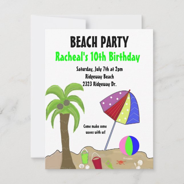 Invitation à une fête de plage (Devant)