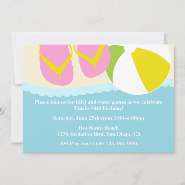 Invitation à une fête de plage de Sandals et de Be (Devant)