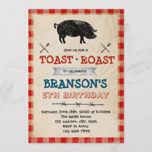 Invitation à une fête de porc rôti et toast