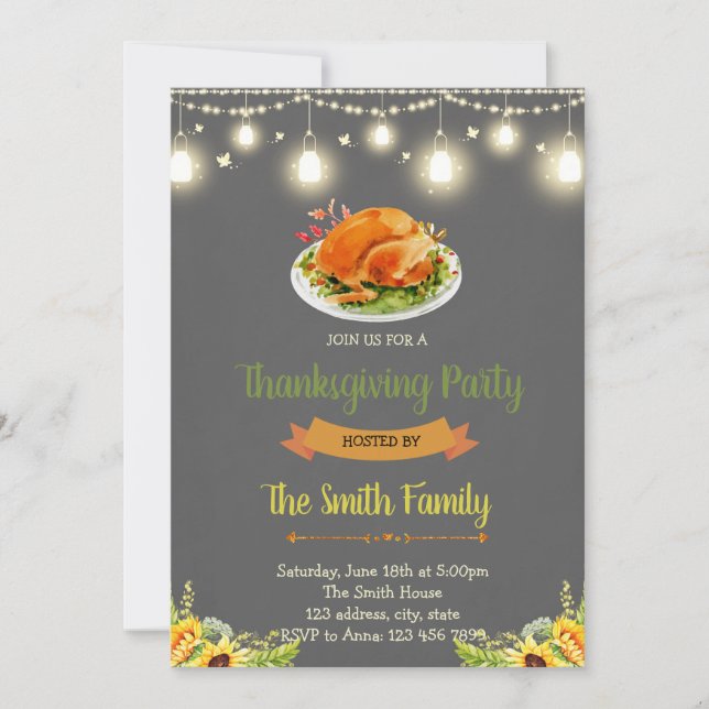 Invitation à une fête de potluck Friendsgiving (Devant)