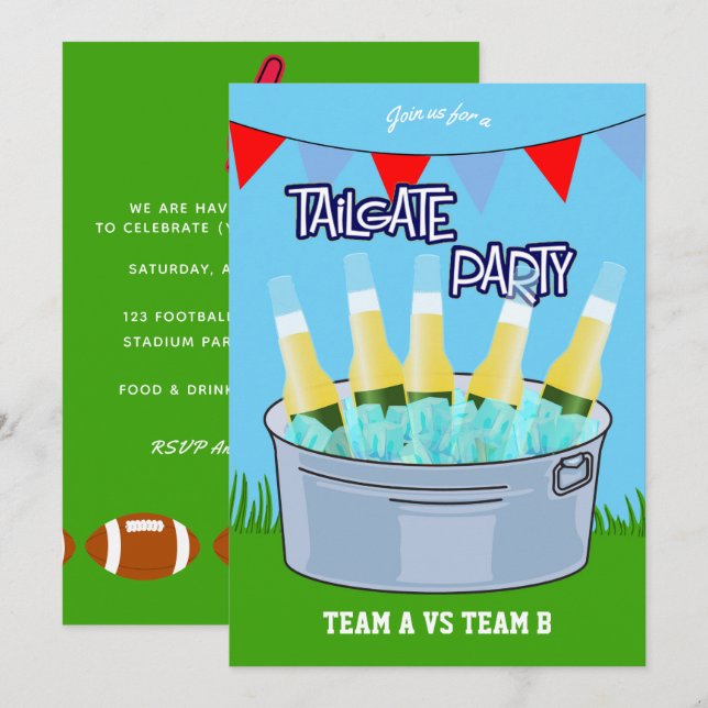Invitation à une fête de pré-match de football (Devant / Derrière)