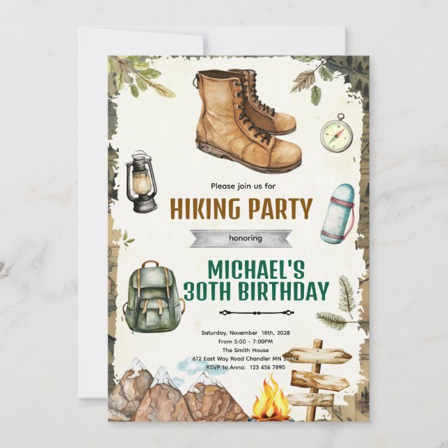 Invitation à une fête de randonnée et de camping d (Devant)