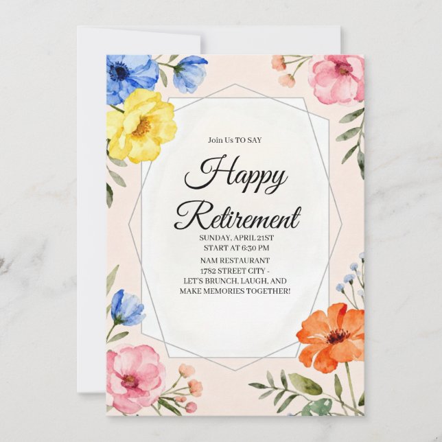Invitation à une fête de retraite heureuse  (Devant)