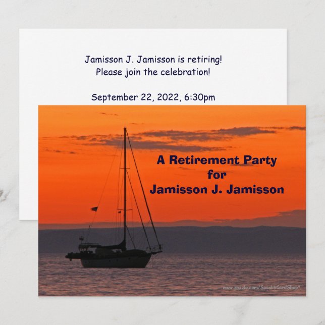 Invitation à une fête de retraite Voilier au couch (Devant / Derrière)