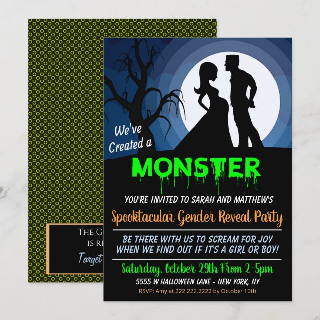 Invitation à une fête de révélation de genre Hallo (Devant / Derrière)