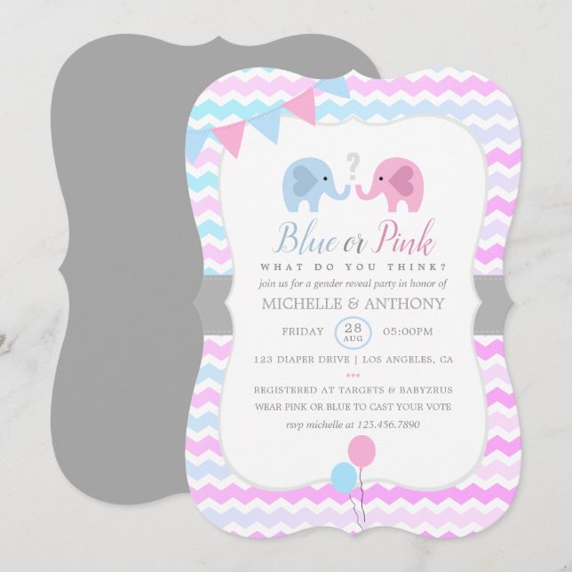 Invitation à une fête de révélation du sexe de béb (Devant / Derrière)