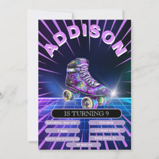 Invitation à une fête de roller neon