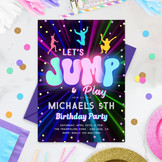 Invitation à une fête de saut | Fête sur trampolin (Créateur téléchargé)