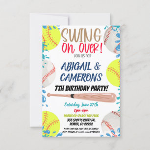 Invitation à une fête de softball et de baseball