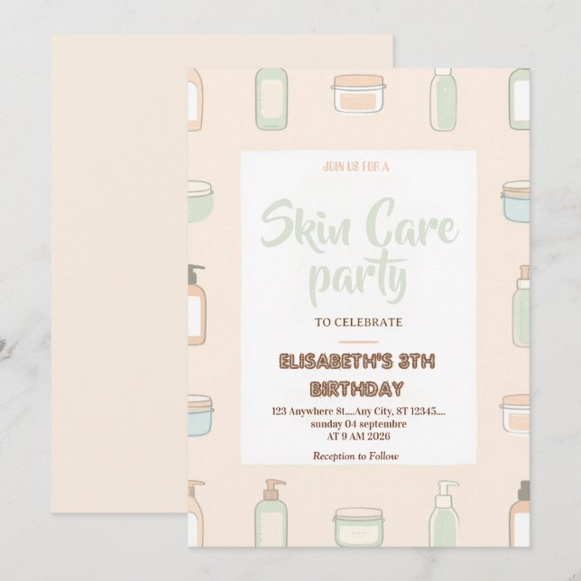 Invitation à une fête de soins personnels pour la  (Devant / Derrière)