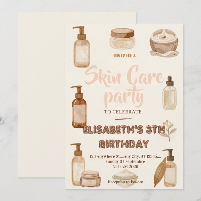 Invitation à une fête de soins personnels pour la  (Devant / Derrière)