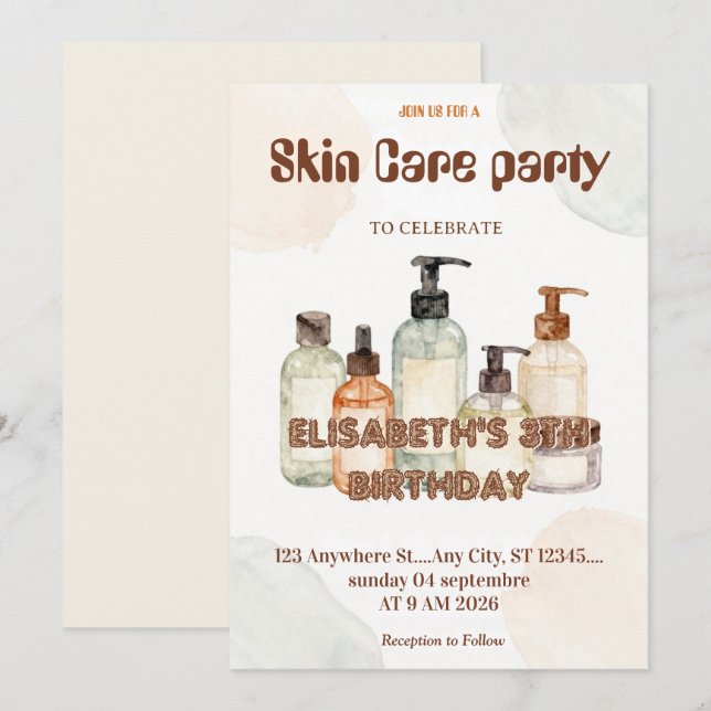 Invitation à une fête de soins personnels pour la  (Devant / Derrière)