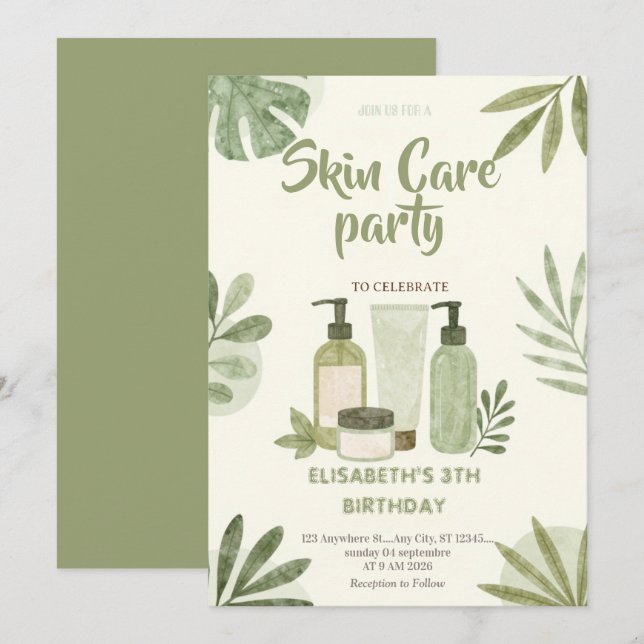 Invitation à une fête de soins personnels pour la  (Devant / Derrière)
