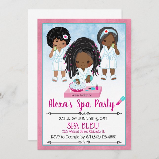 Invitation à une fête de spa afro-américain (Devant / Derrière)