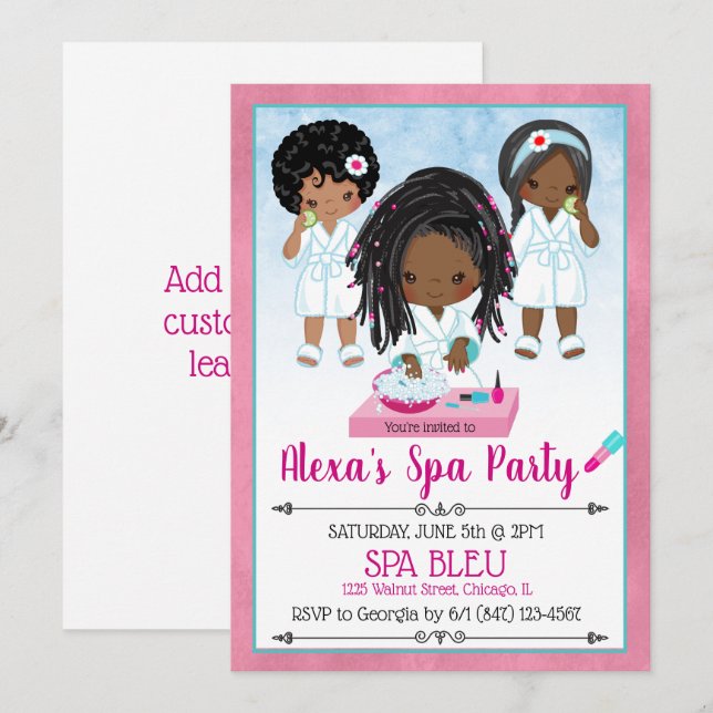 Invitation à une fête de spa afro-américaine (Devant / Derrière)