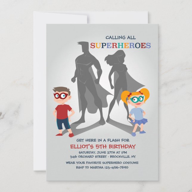 Invitation à une fête de super-héros (Devant)