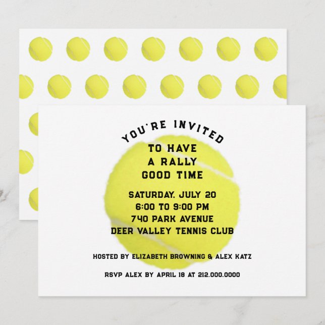 Invitation à une fête de tennis (Devant / Derrière)