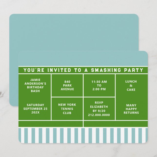 Invitation à une fête de tennis (Devant / Derrière)