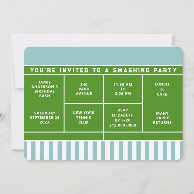 Invitation à une fête de tennis (Devant)