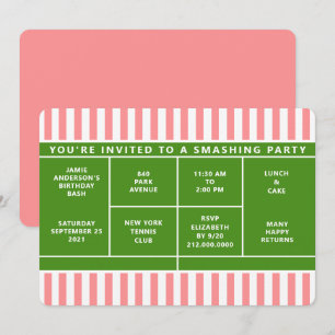 Invitation à une fête de tennis