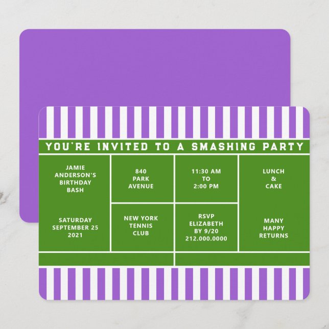 Invitation à une fête de tennis (Devant / Derrière)