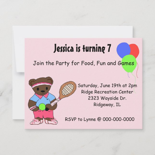 Invitation à une fête de tennis (Devant)