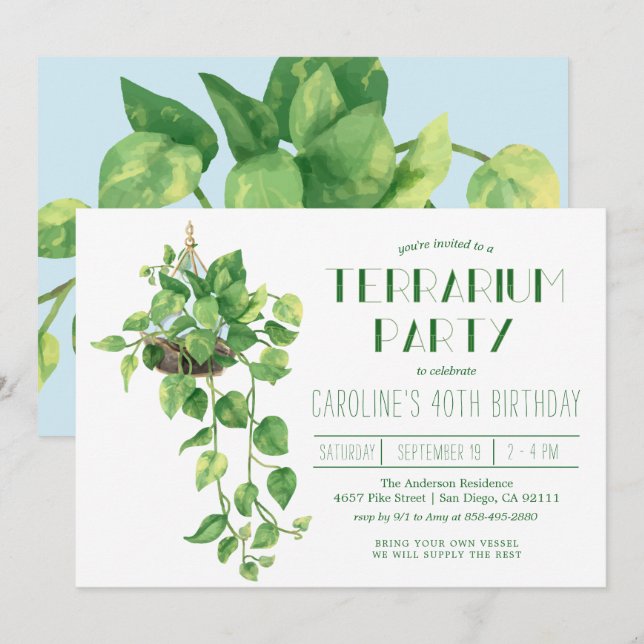 Invitation à une fête de terrarium (Devant / Derrière)