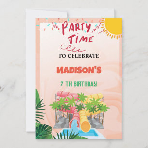 Invitation à une fête de toboggan à eau