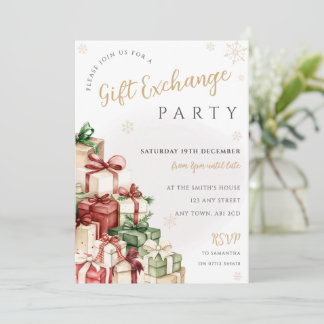 Invitation à une fête d'échange de cadeaux de Noël