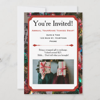 Invitation à une fête d'échange de cadeaux de Noël