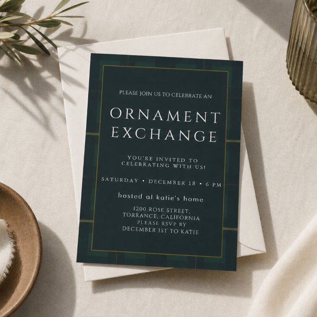 Invitation à une fête d'échange d'ornements modern (Créateur téléchargé)